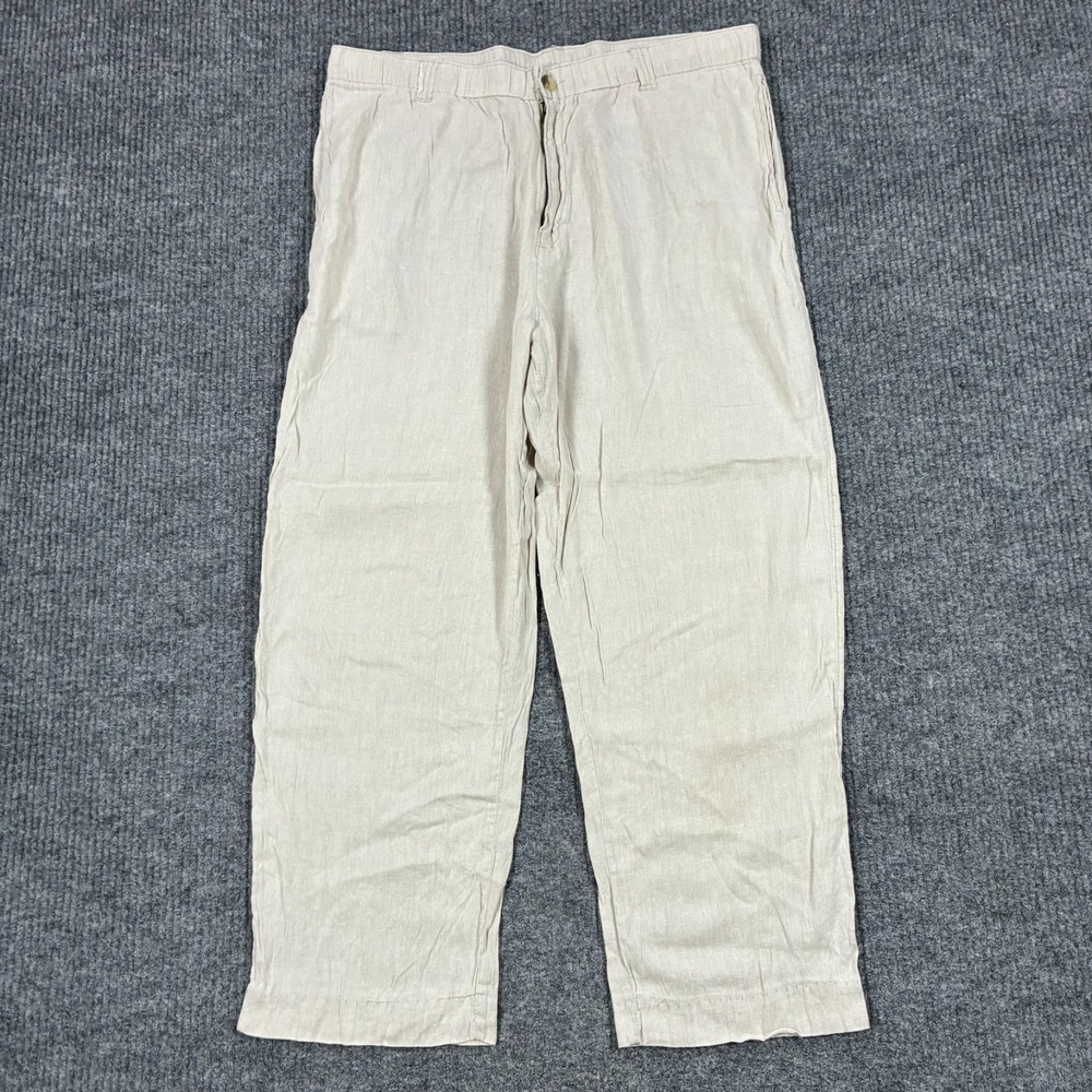 Cariloha Mens Size XL Linen Pants Beige Natural Lightweight Casual Beach Resort